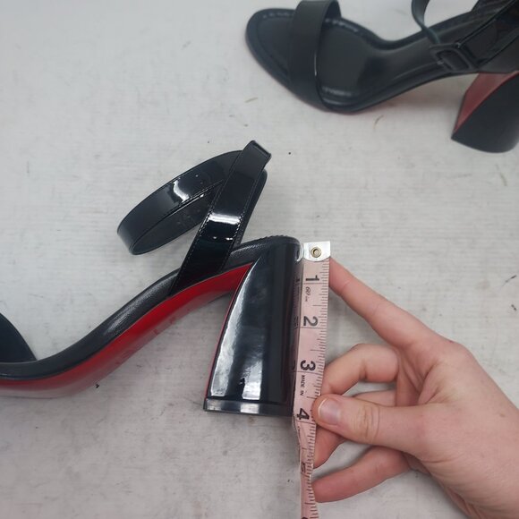 CHRISTIAN LOUBOUTIN Miss Sabina Black Ankle Strap Block Heel Sandal - Picture 9 of 11